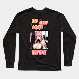 Eat Sleep Gaming Repeat Anime Girl Long Sleeve T-Shirt